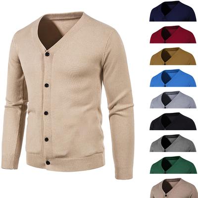 Spring and Autumn Sweaters Men's Casual Solid Color Cardigan Sweater Sweater Thin Knitted Cardigan Jacket