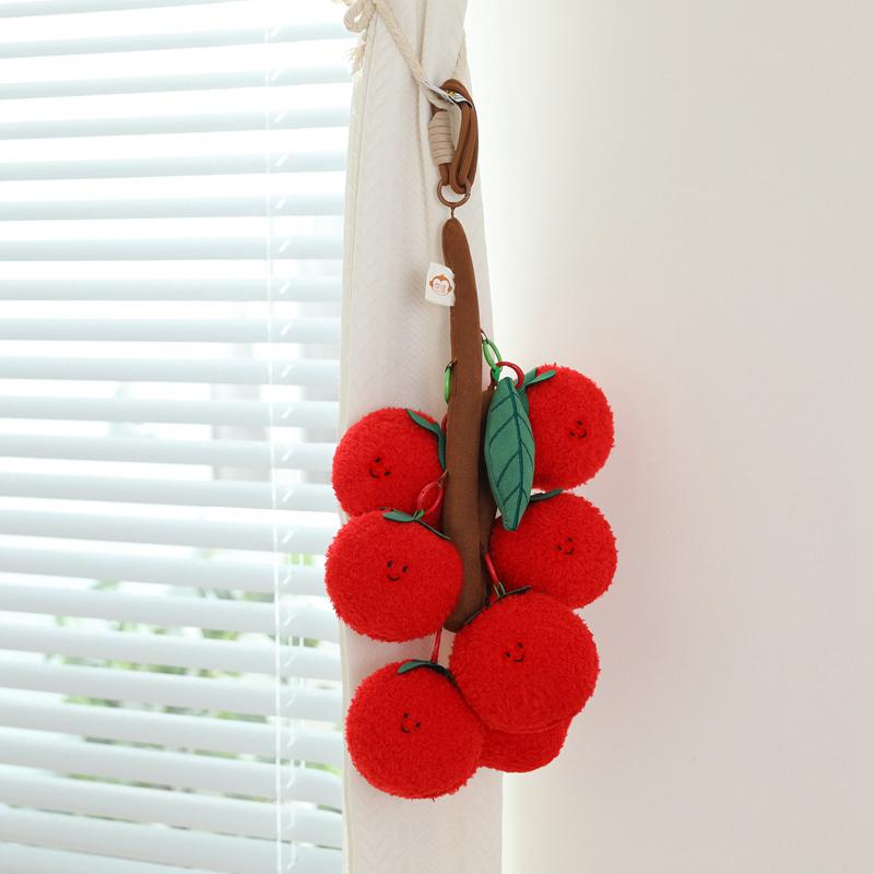 Kawaii Fruits Strings Plush Toy Detachable Soft Grape Litchi Tomato Gold Coin Pendant Toys Creative Curtain Hangging Party Decor