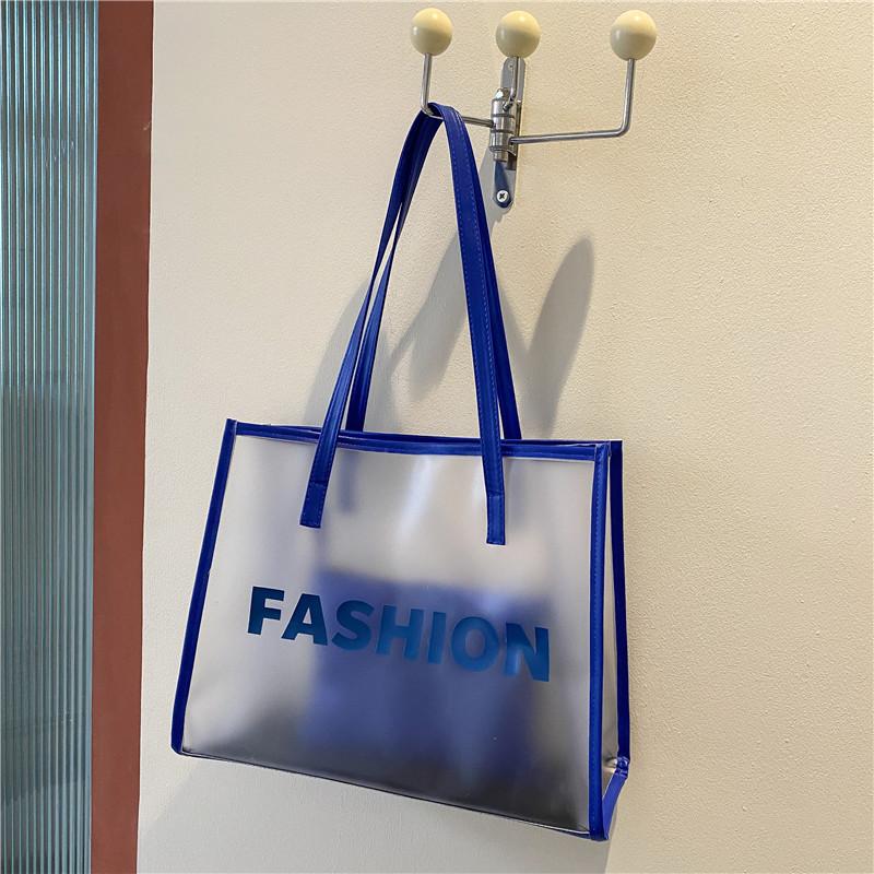 Fashion Capacity Large Transparent Pvc Tote Bag With Splice Details For Daily