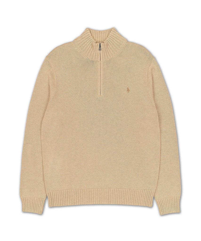 POLO RALPH LAUREN Cotton Quarter Zipper Sweater - Brown