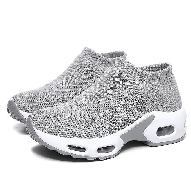 Women Sneakers Spring Flat Shoes Slip on Platform Sneakers for Women Black Breathable Mesh Sock Sneakers Shoes 36