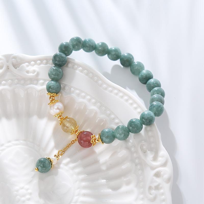 Jade Crystal Bracelet Freshwater Pearl Strawberry Crystal Accessories Bangles Women Fashion Jewelry Accessories Gift