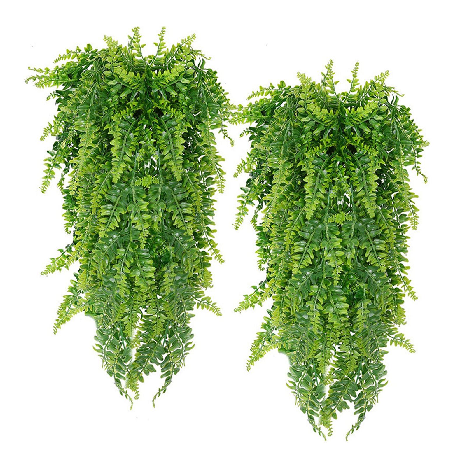 

2pcs Artificial Hanging Plants Fern Plastic Green Fake Wall Hanging Ferns Plants for Garden Wedding Decoration