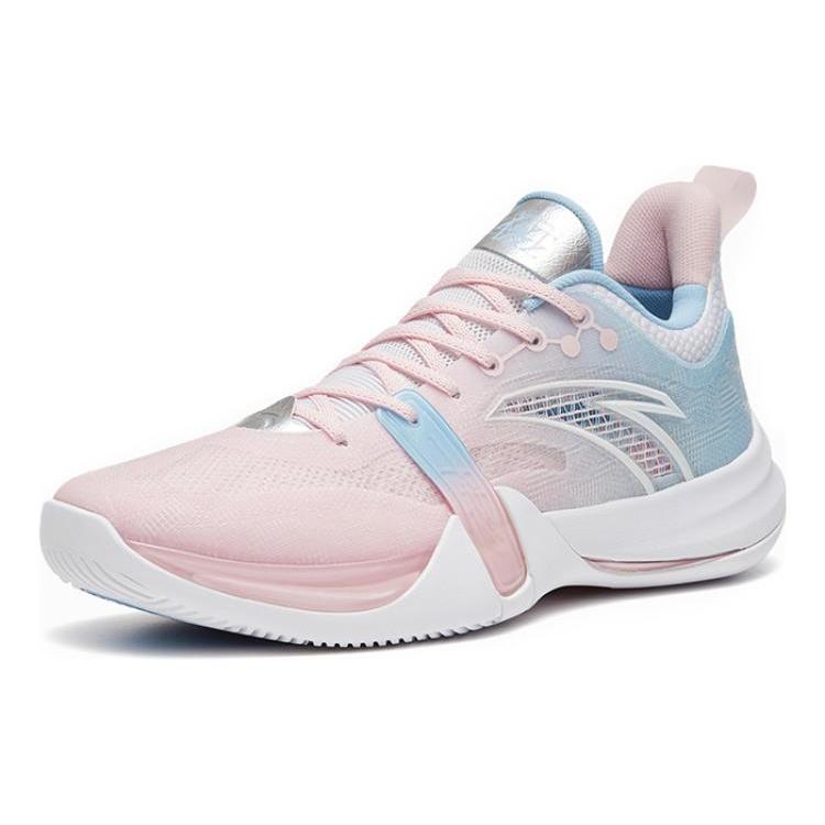 New Anta Crazy 4 Team Slip Resistant Cushioning Wear Resistant Low Top Basketball Shoes Pink Blue 112321601-5