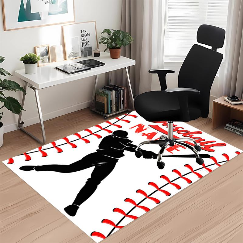 Custom Name Baseball Printed Carpet, for Office Chair Living Room Bedroom Kitchen Room Decor Gifts.