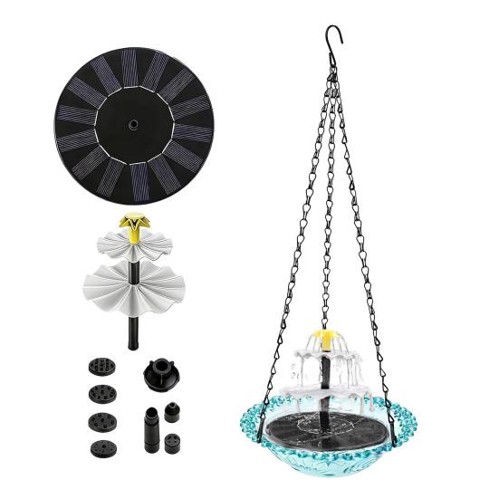 Yousheng Solar Bird Bath Fountain, 3-Tier Cascading Fountain Hanging Bird Bath, Solar Powered Outdoor Hummingbird Bath Fountain, for Garden Backyard