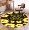 Borussia Dortmund Pattern Round Rug, Indoor/Outdoor Mat, for Picnic, Gameroom, Bedroom, Office, Living Room, Home Decor Carpet, Birthday Gift