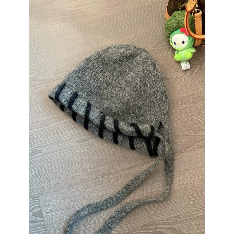 Hand stitched Edge  locked Woolen Hat for Women with Small Face  Winter Warm and Ear Protecting Knitted Lei Feng Hat