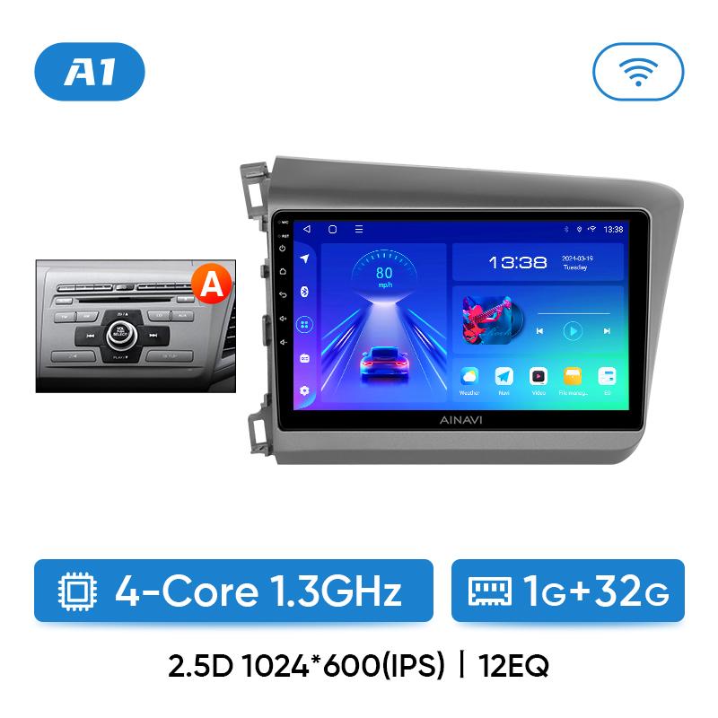 

Ainavi автомобильный стерео радио мультимедиа беспроводной Carplay Android Auto для Honda Civic 9 2012 2013 2014 2015 2 din GPS DSP