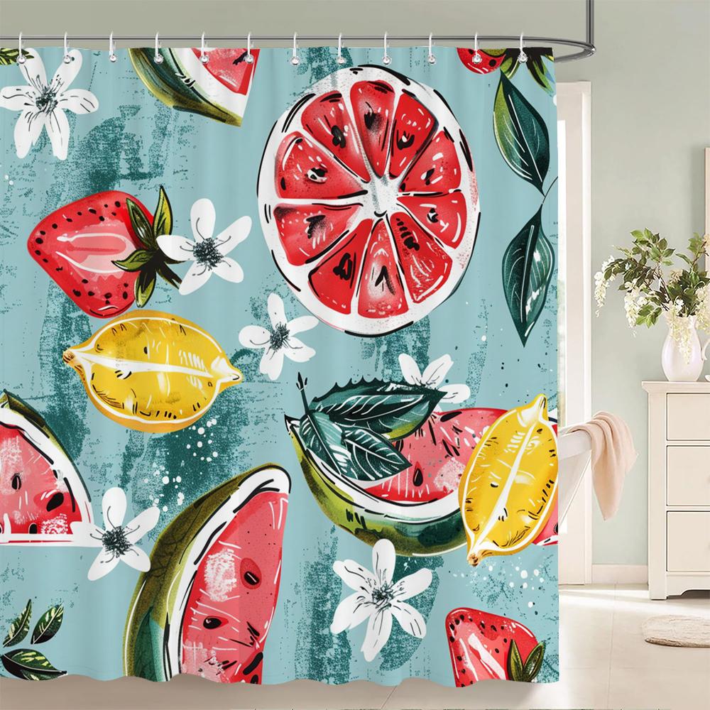 1 pc Fresh Lemon Fruit pattern Shower Curtains Bathroom Polyester Bath Curtains Printing Shower Curtain Decor With Hooks Curtain