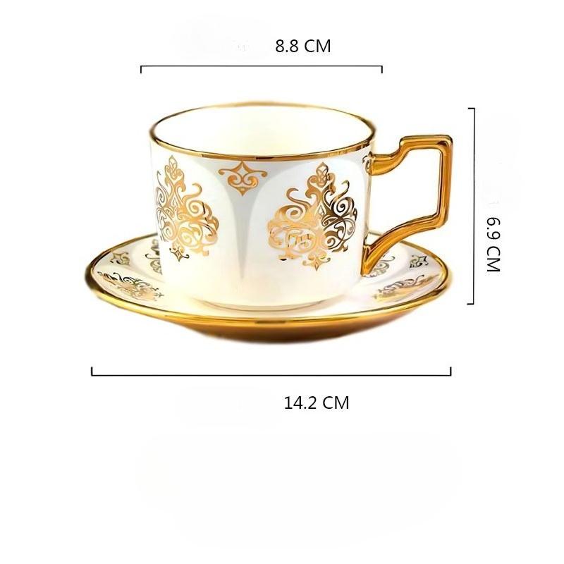 

European Court Creative Golden Edged Ceramic Coffee Cup with Plate Office Couple Mug Afternoon Tea Cups Household Drinkware 230ml серый