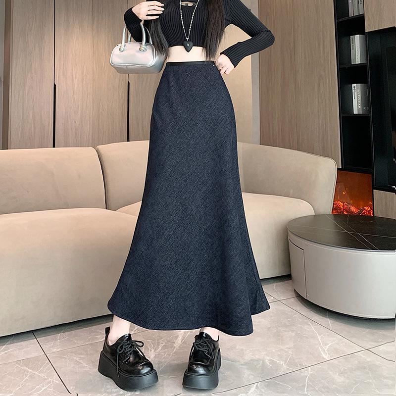 

Autumn & Winter High-Waisted Slimming Draped Bodycon Fishtail Skirt for Women Small