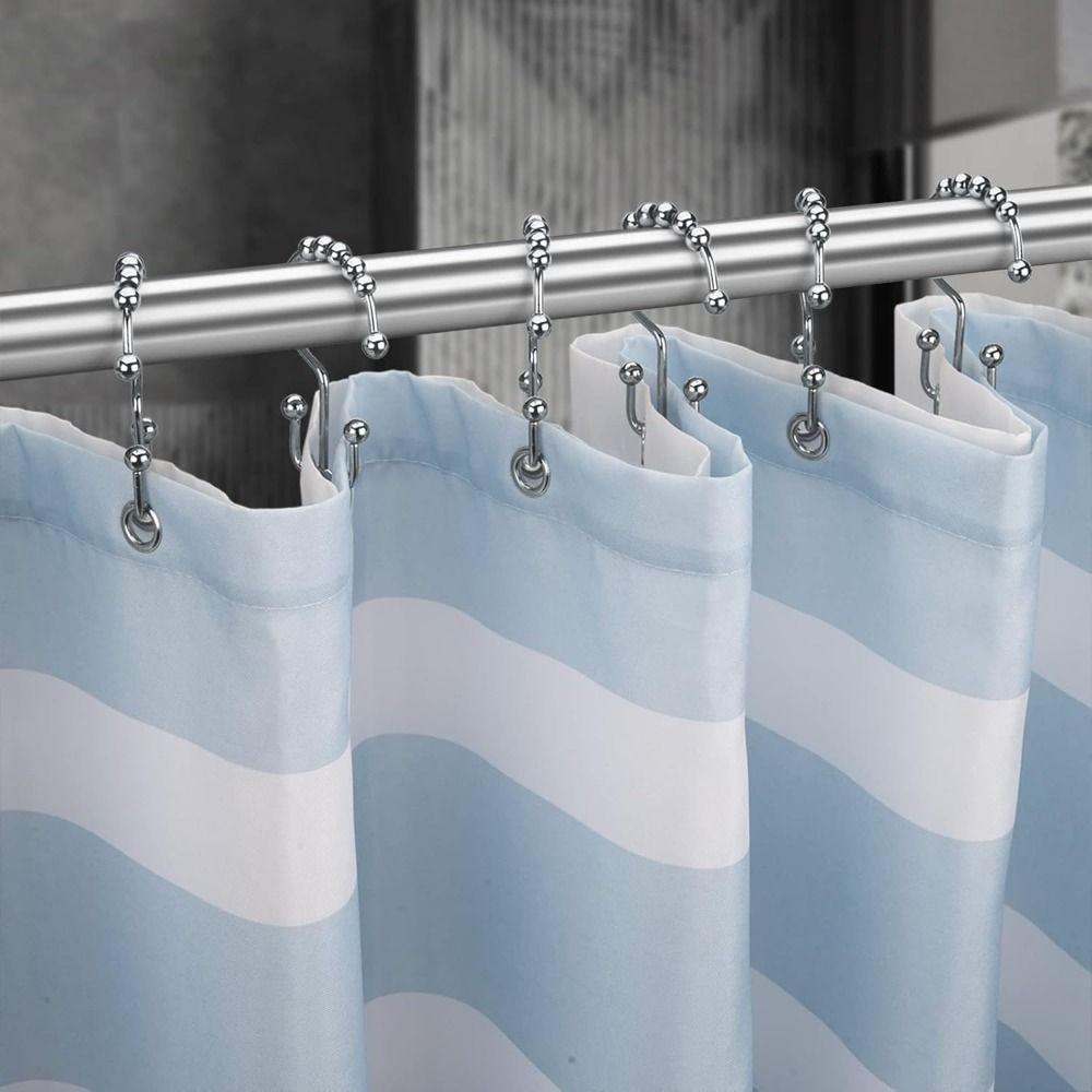 12Pcs Double Sided Shower Curtain Hooks Rust Proof Bathroom Shower Hangers  Curtain Rods