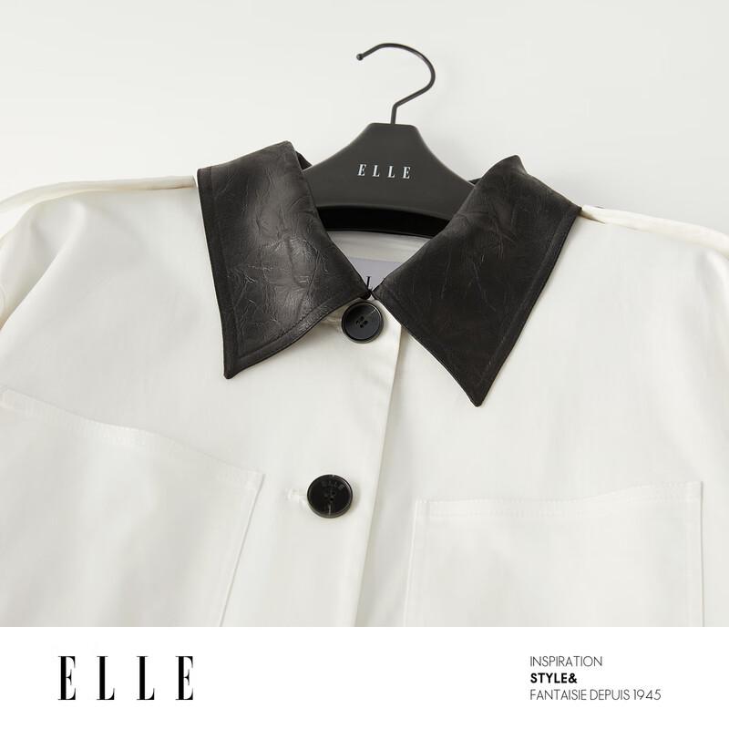 ELLE Women's French Color-Block Mid-Length Trench Coat