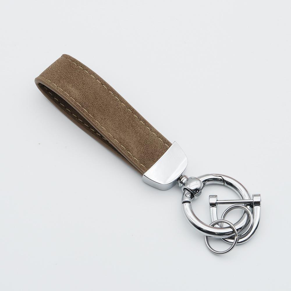 Custom LOGO Suede Leather Keychain Vintage Laser Engrave Car Key Ring Holder for Men and Women Personalized Key Chains Ring