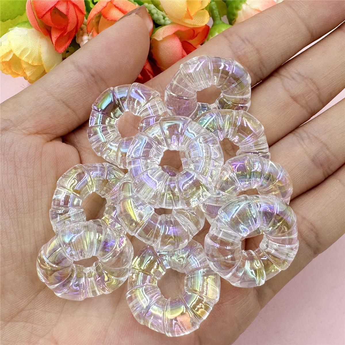 

10 шт. 24,2 мм акриловые модные высокопрозрачные подвески с большой апертурой, пончики, бусины, браслет, ожерелье, ювелирные аксессуары белый