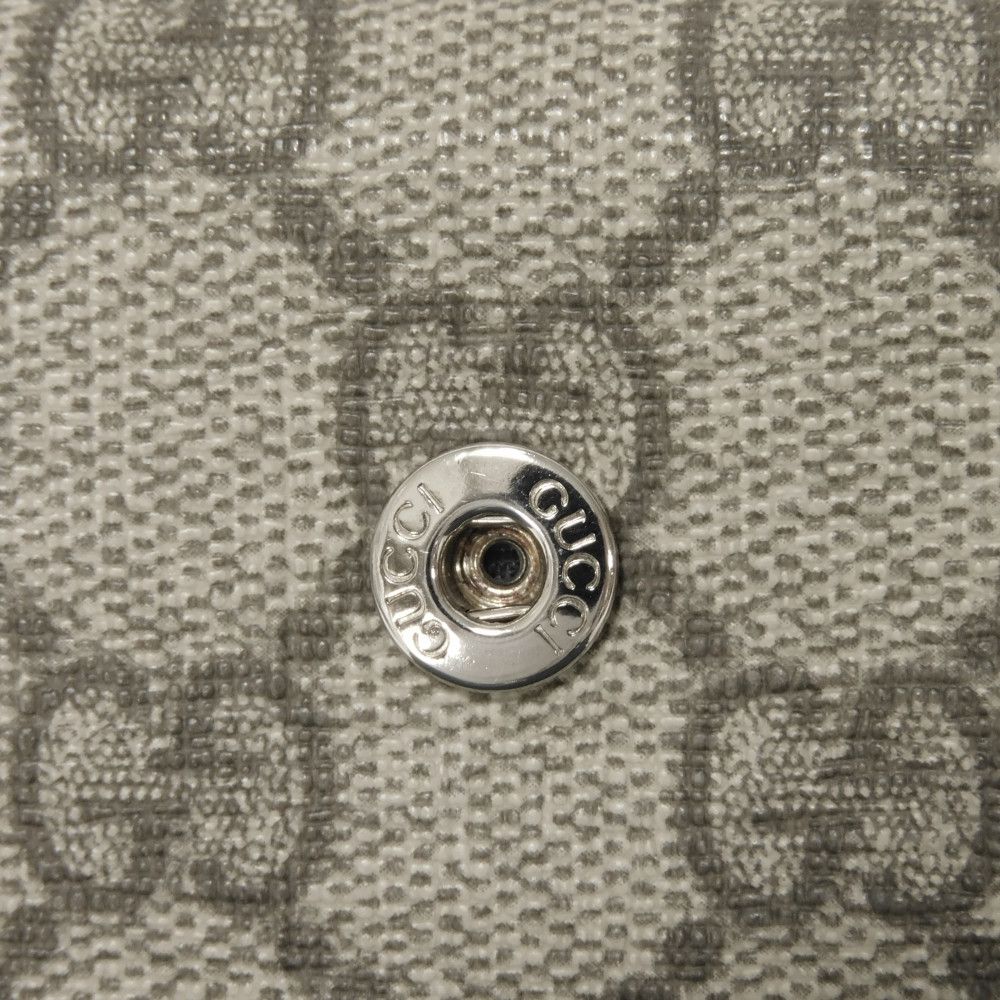Used GG Supreme Mini Wallet 256442 7942 with Key Ring Chain, Blue Gray, 9539. Double G Beige Unisex from Japan AUTHENTIC