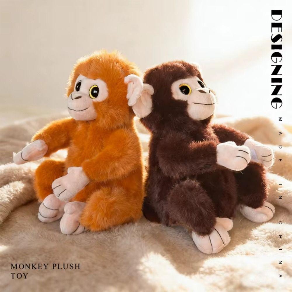 Big Eyed Monkey Plush Toy Realistice Orangutan Plush Doll Sparkling Eyes Monkey Doll Baby Toys