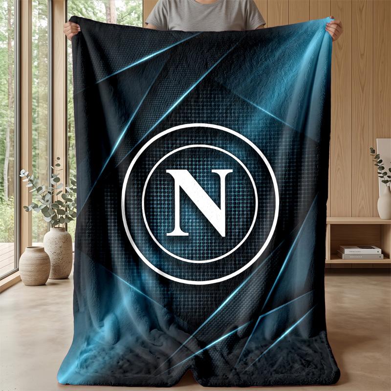Coperta in Pile di Flanella Morbida Napoli FC Leggera Accogliente Calda Coperta da Lancio per Divano Letto Decorazione per la Casa