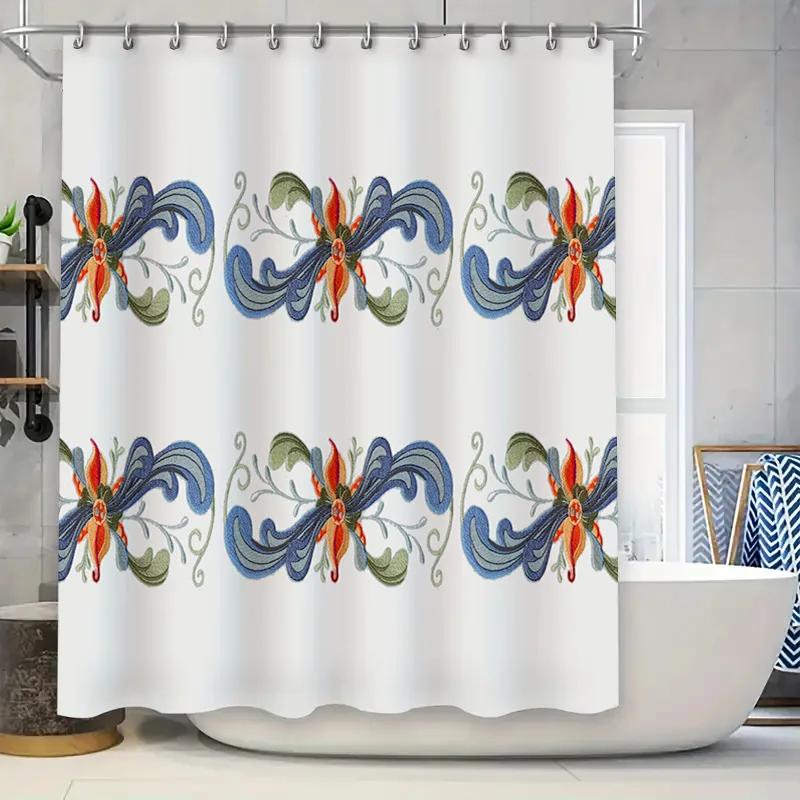 

Beautiful Floral Shower Curtain Bathroom Decor with Butterflies Hearts in Multicolors Waterproof Fabric for Bathtub or Kitchen A W90xH180cm