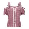 Traditional Women's Casual Short-Sleeve Plaid Shirt Beer Festival