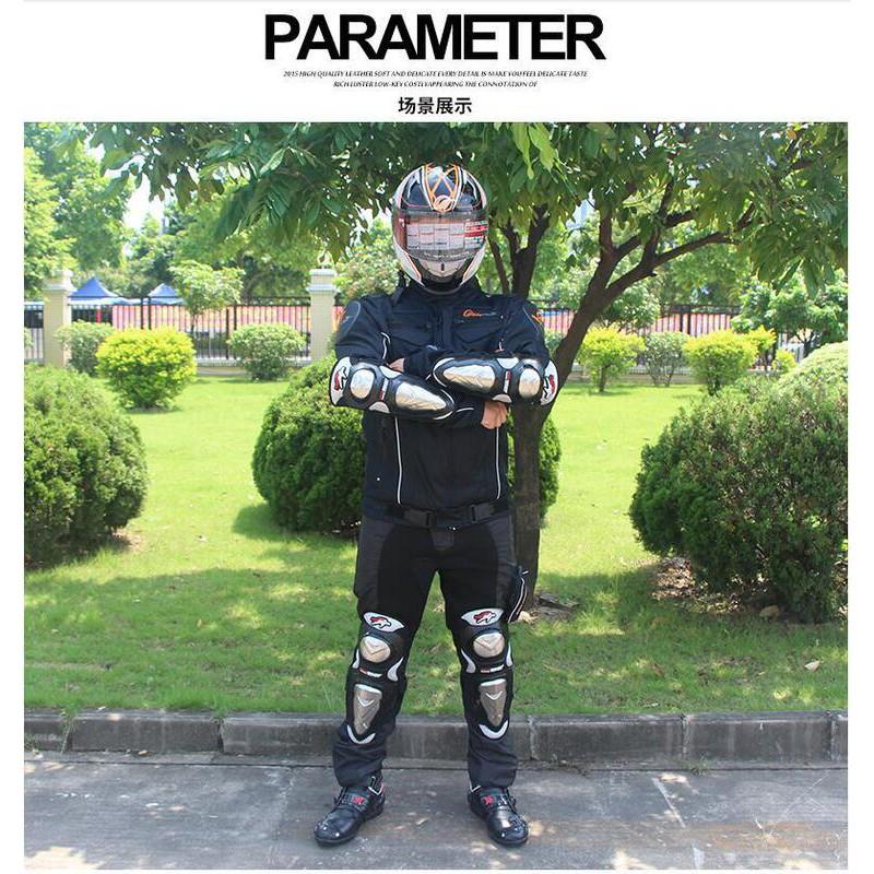 PRO-BIKER Motorcycle Protective Gear Set Stainless Steel Elbow Knee Pads Safety Crash Protection Off-Road Street Riding