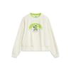 Li Ning X Disney Monsters University Collaboration Letter Cartoon Print Fleece Warm Loose Pullover Sweatshirt Women Sweatshirt Off-White AWDT808-1