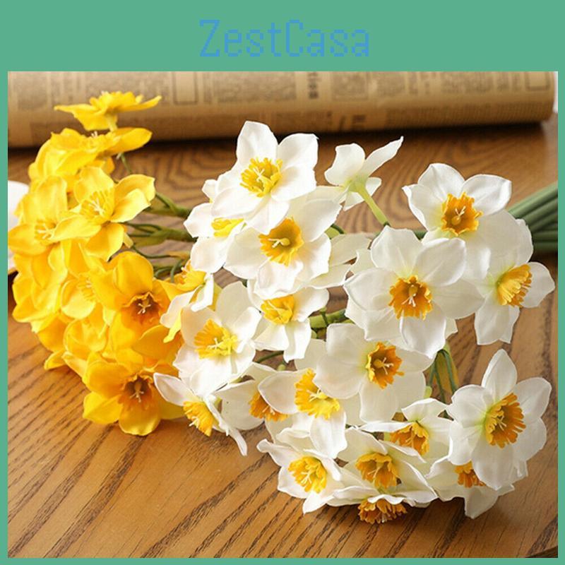 High-quality 6pcs Artificial Narcissus Daffodil Bouquet For Chic Decorations