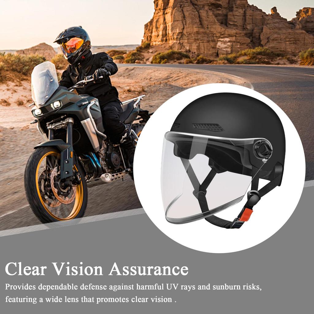 Motorcycle Half Helmet Open Face Helmet Retro Open Face Quick Release Sun Protection Hat For Riding Motor ATV Scooter Racing
