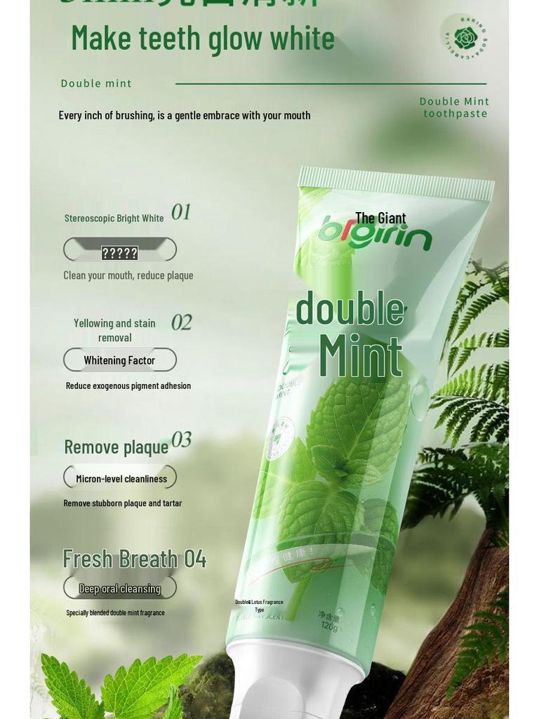 Baili Giant Double Mint Whitening Toothpaste: Fights Yellowing & Bad Breath with Baking Soda