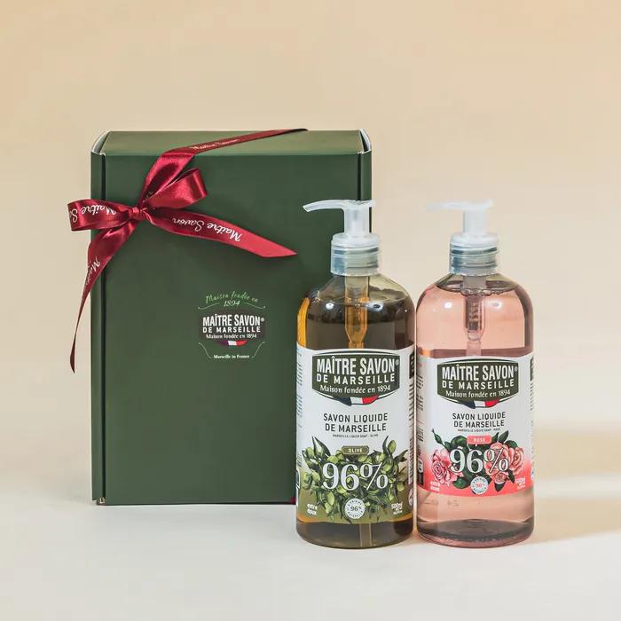 [Gift Wrapping + Shopping Bag] France Marseille All-in-One 2-Piece Set (Liquid Soap 500ml x 2) olive