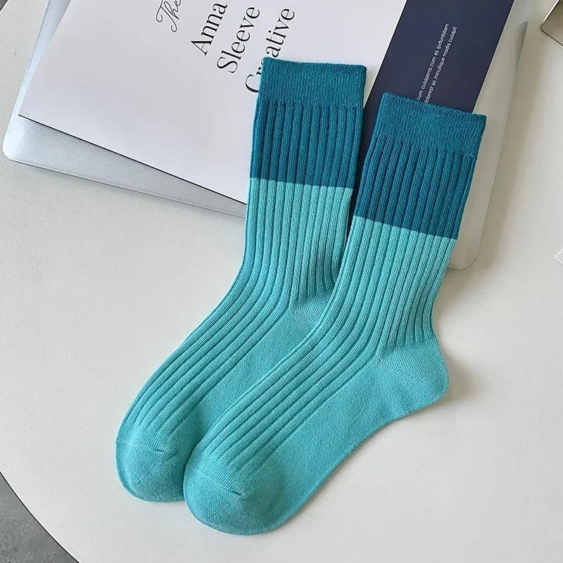 

Винтажные женские носки, корейская мода, уличная одежда в стиле Харадзюку, спортивные носки, женские повседневные полосатые клетчатые хлопковые вязаные эластичные длинные носки