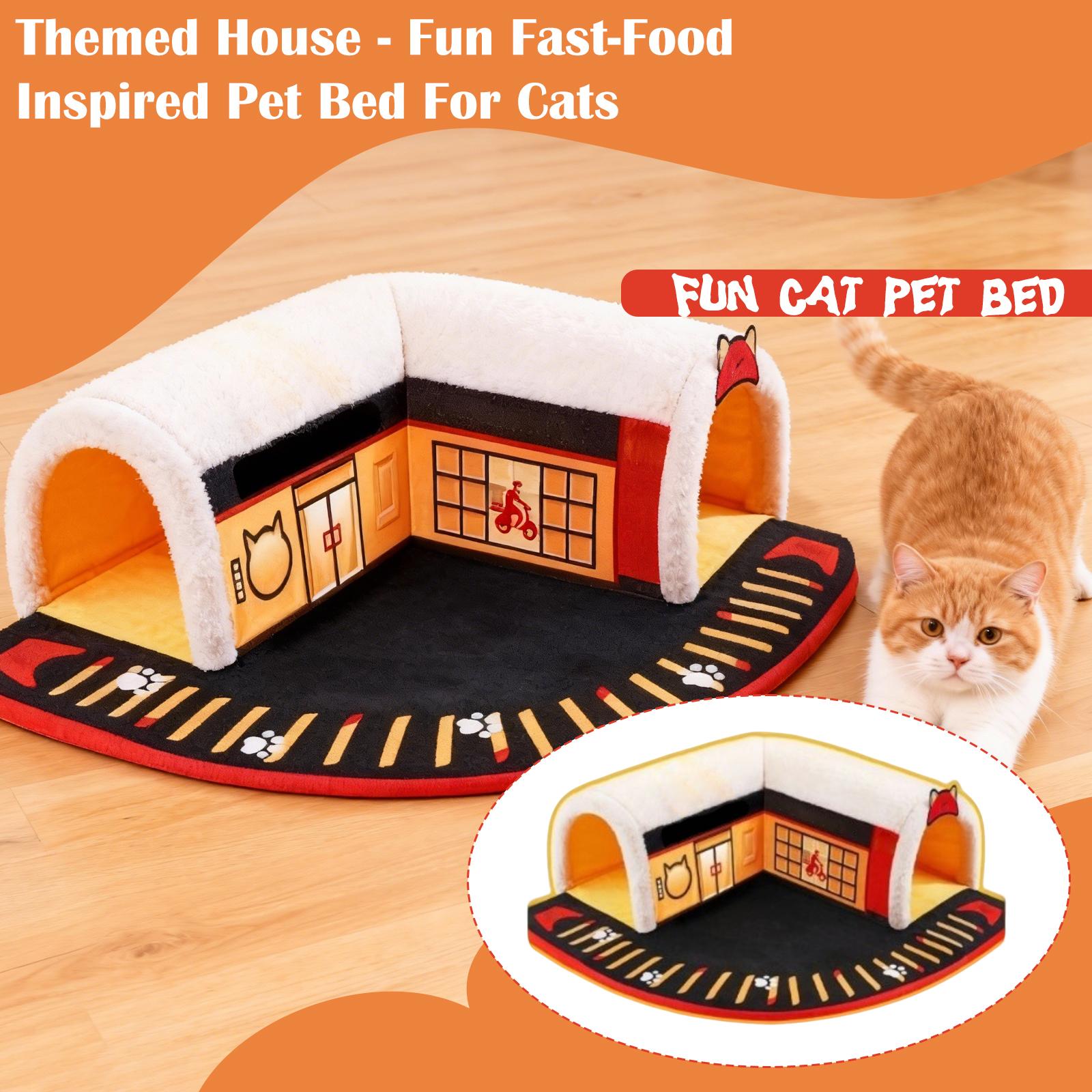 

Тематичний будиночок - Веселе ліжко для домашніх тварин у стилі фаст-фуду для котів One Size