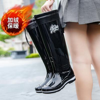 Export Regenschuhe Damen hohe wasserdichte Schuhe Regenstiefel Wasserstiefel Damen dickbesohlte Küche Samt Thermogummischuhe