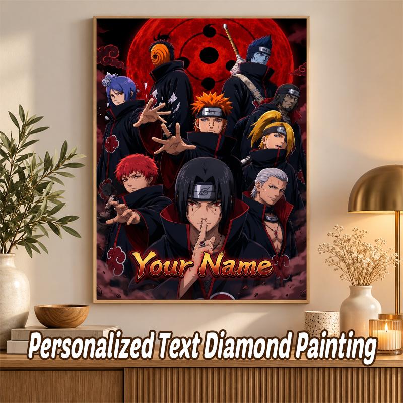 Akatsuki Naruto Custom Name Diamond Painting Personalized 5D Full Drill DIY Diamond Art Home Decor