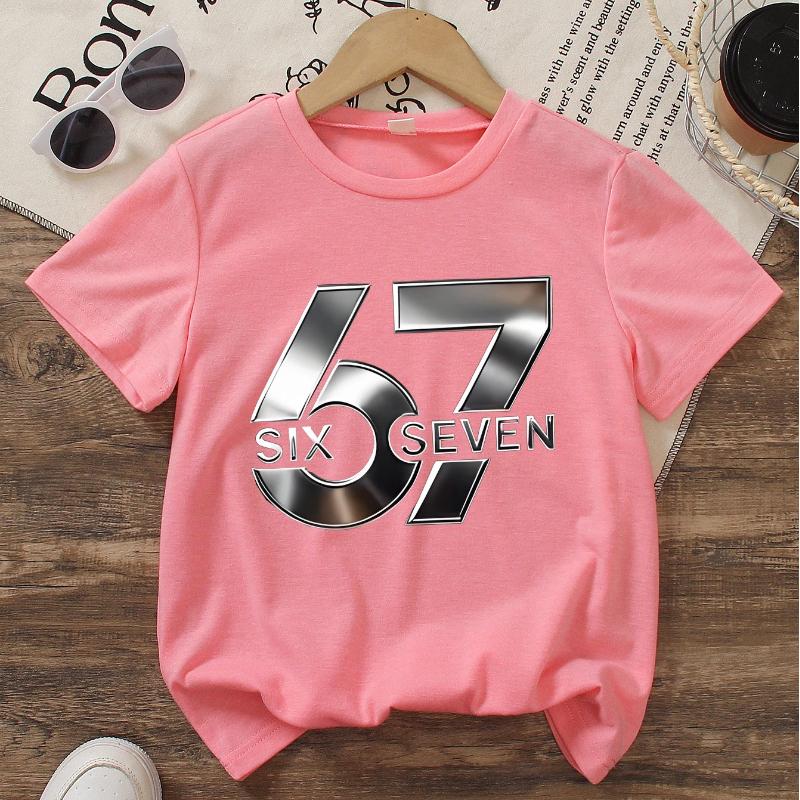 

Children s Metallic Print Short-Sleeved T-Shirt.Stylish,Casual Comfortable Boys And Girls 140 розовый
