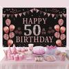 Female 50th Birthday Decoration - Rose Gold 50th Birthday Banner Background 50th Birthday Party Supporting Photography