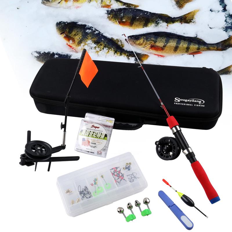 Eis Angelrute und Rolle Schnur Set Winter Outdoor Sport Angelwerkzeug Komplettes Angelset