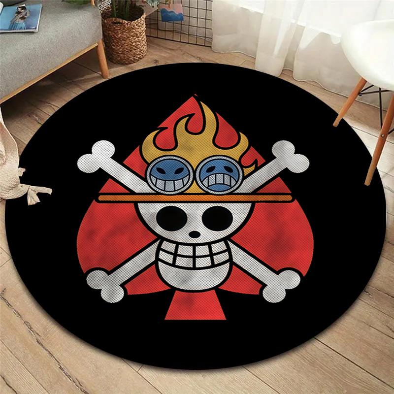 One Piece Logo Round Area Rug Carpet Rug For Living Room Bedroom Sofa Playroom Decor Nonslip Floor Mat