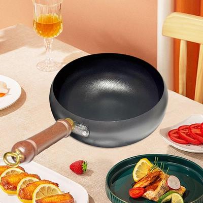 9,45" Wok Pfanne Kochgeschirr Holzgriff ohne Beschichtung Mehrzweck Kochtopf Braten für Restaurant