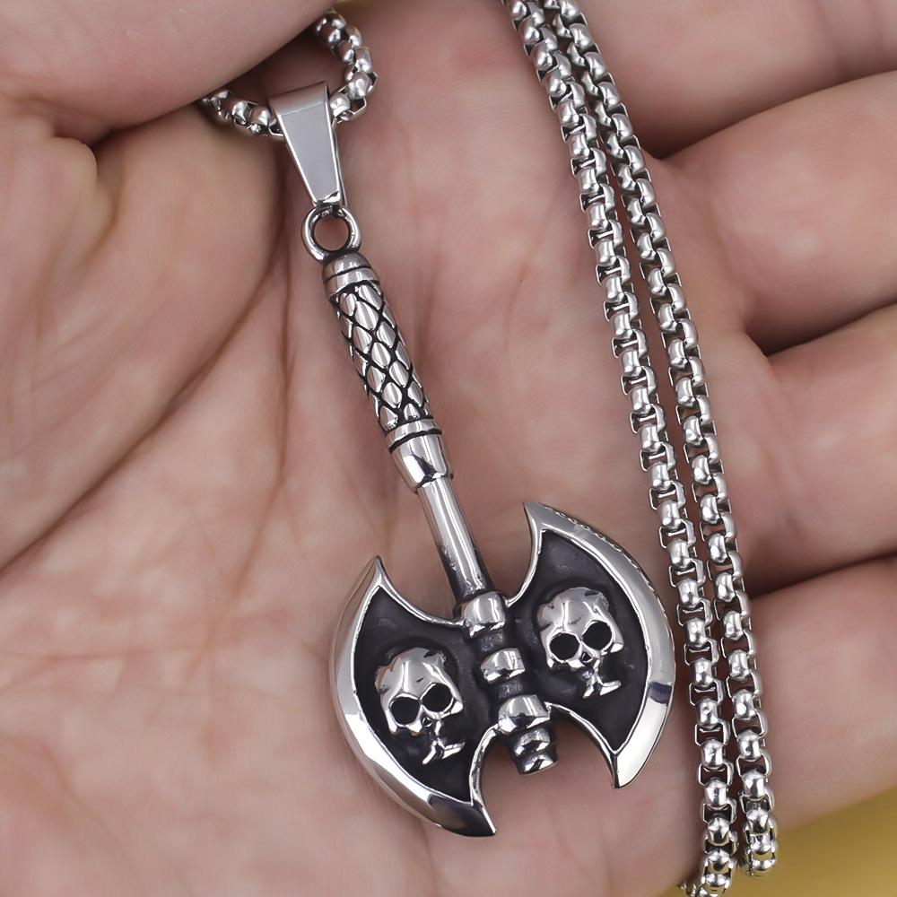 Halskette Doppelaxt Herren Trendige Mode Punk Anhänger