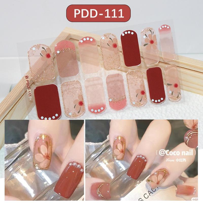 60 stili fai da te adesivi per unghie in gel semi polimerizzato fiori freschi di colore solido a lunga durata in primavera strisce per unghie cursore patch copertura completa decalcomania