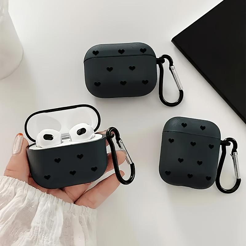 Fashionable Black Heart Wave Point Earphone Protective Cover for Airpods 3/4/PRO/PRO 2/PRO 3 Anti Drop Matte Texture