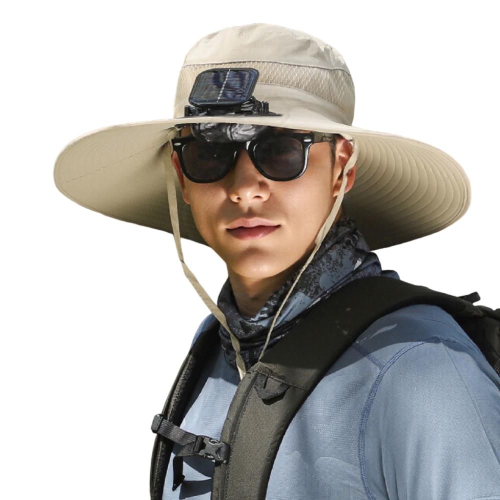 Strong Wind Sun Hat with Fan UV Protection Fishing Bucket Hat Convenient Solar Fan Hat  Sport
