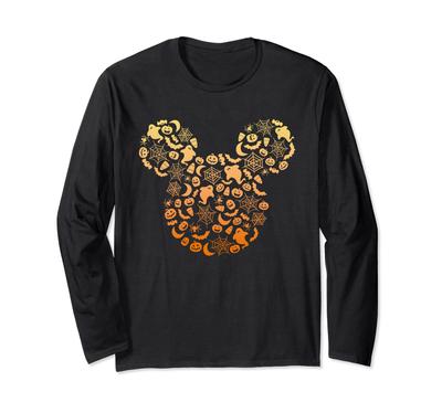 Disney Mickey Mouse Halloween Ghost Pumpkin Gradient Long Sleeve & T-Shirt