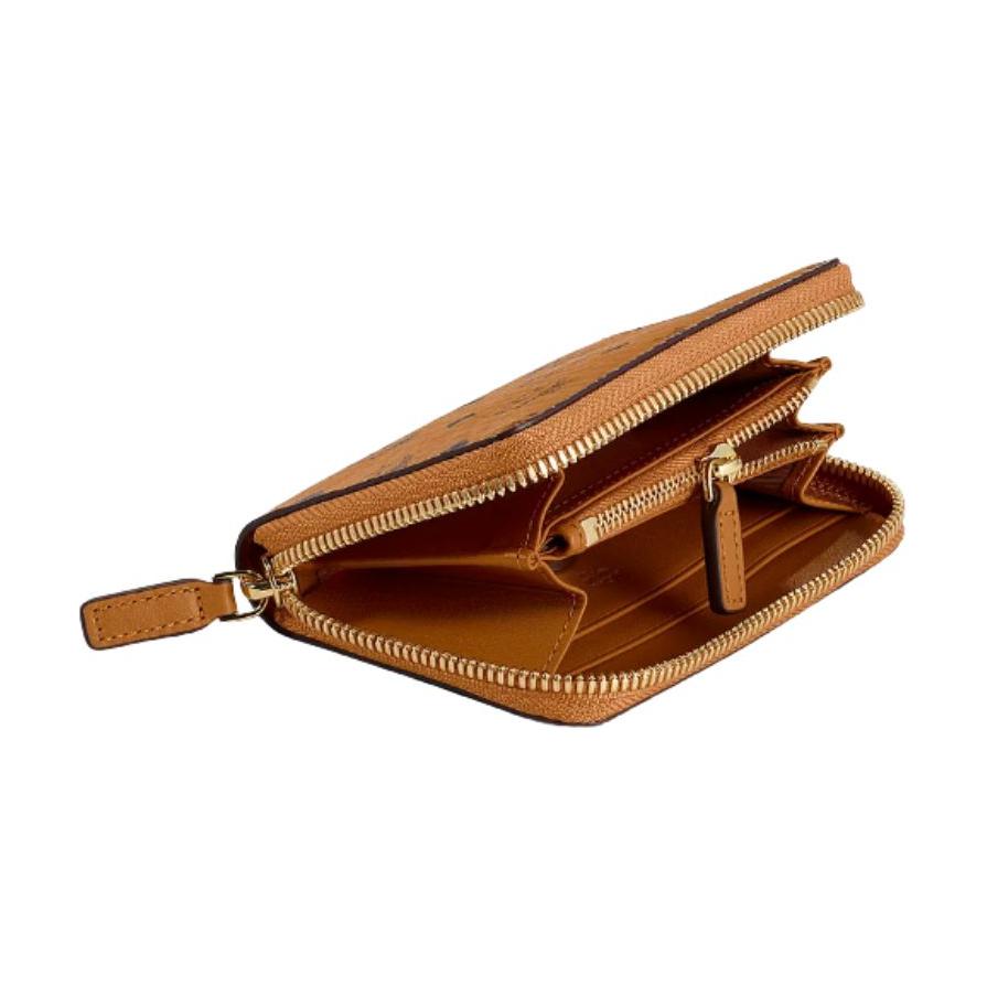 New MCM Essential Visetos Origina Leather Paneled Canvas Wallet Unisex Cognac MYLAAVI03CO001