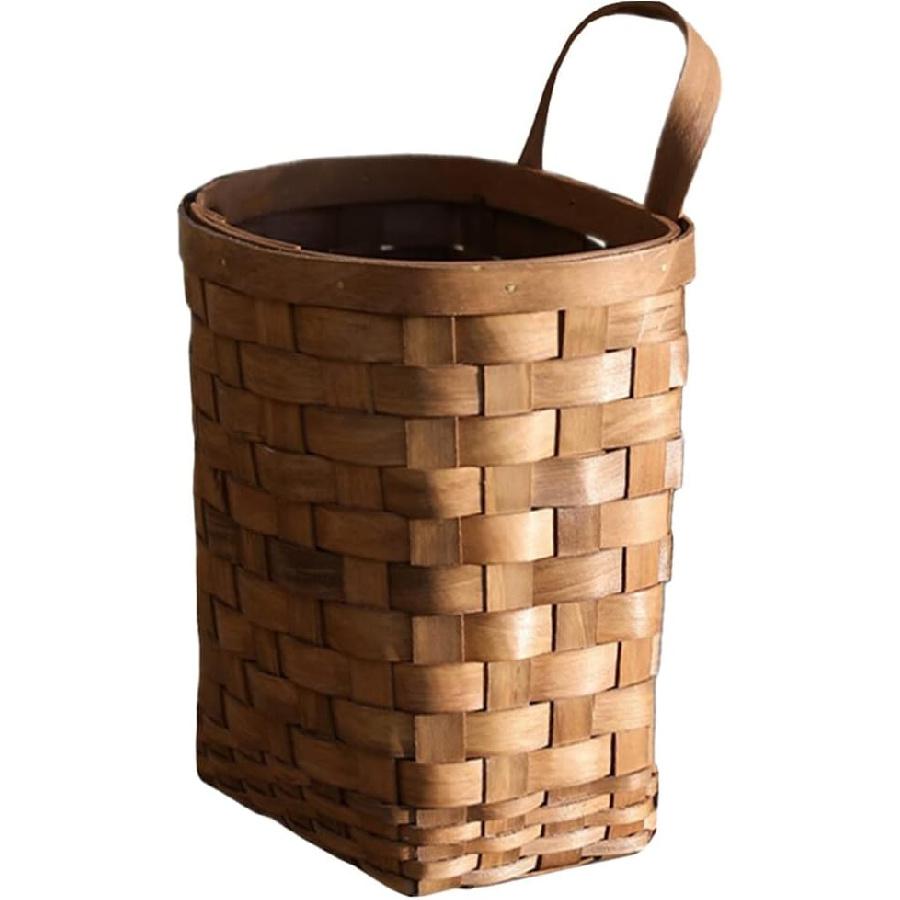 UPKOCH Wooden Basket - Rustic Woven Hanging Basket for Flowers, Chopsticks, Potatoes, Onions, Sundries Storage, Willow and Rattan, 9.82x6.68x5.31in
