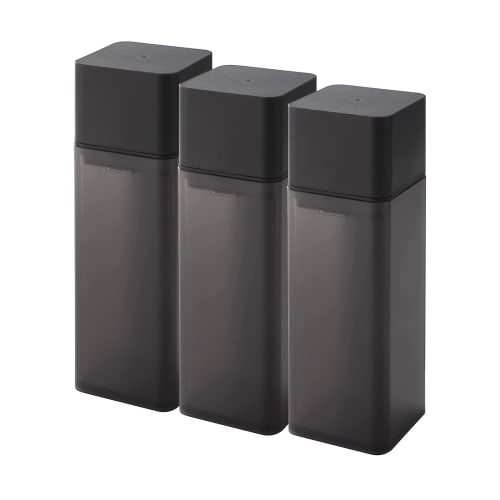 Yamazaki Magnetic Condiment Bottles (Set of 3) Refillable Condiment Bottles, Storage Containers, Tower Black, 5719 x 3