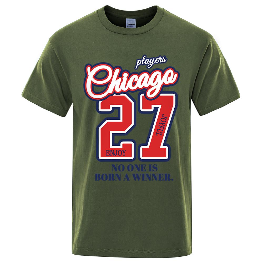 27 Number No One Is Born Winner Print Male Tshirt Oversized Loose T Shirts Cotton T Shirts Hip Hop Breathable T-Shirt Couple