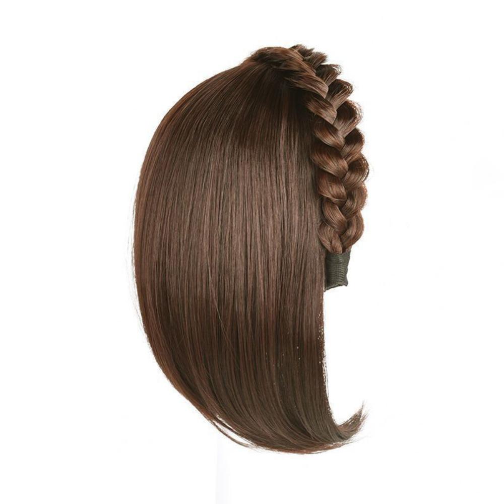Clip In Half Headband Wig Hair Hoop Wig Replacement Block Twist Braided Fishbone Hairpiece  Party